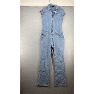 Vintage FUBU Jumpsuit Womens 13/14 Blue Denim Jeans Short Sleeve 90s Y2K Hip Hop